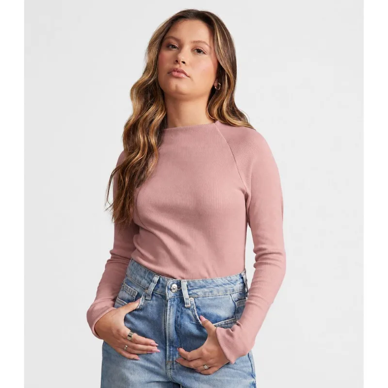 Blusa Juvenil Manga Longa Ribana Minty Rosa 12