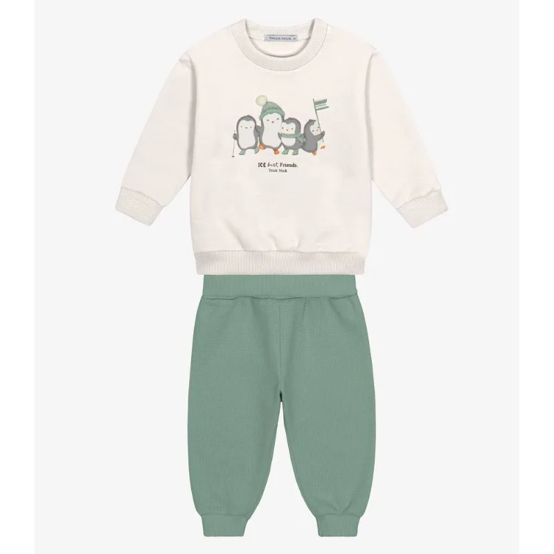 Conjunto Blusão Com Calça Felpado Trick Nick Bege M