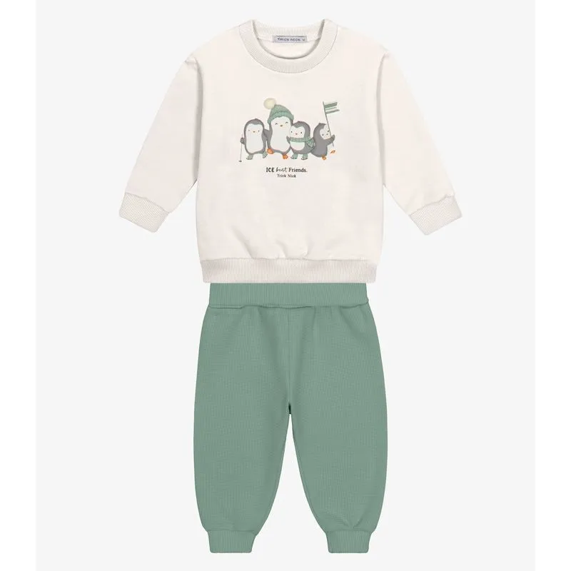 Conjunto Blusão Com Calça Felpado Trick Nick Bege G