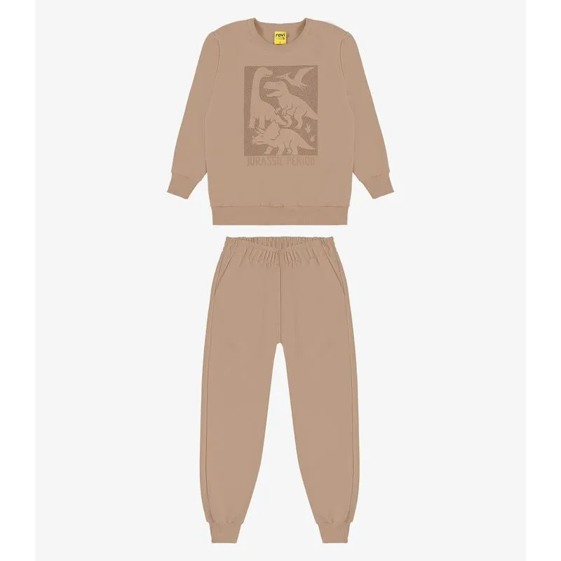 Conjunto Moletom Blusão E Calça Rovi Kids Marrom 2