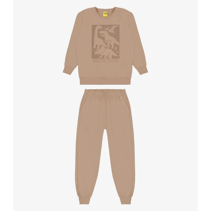 Conjunto Moletom Blusão e Calça Rovi Kids Marrom 3