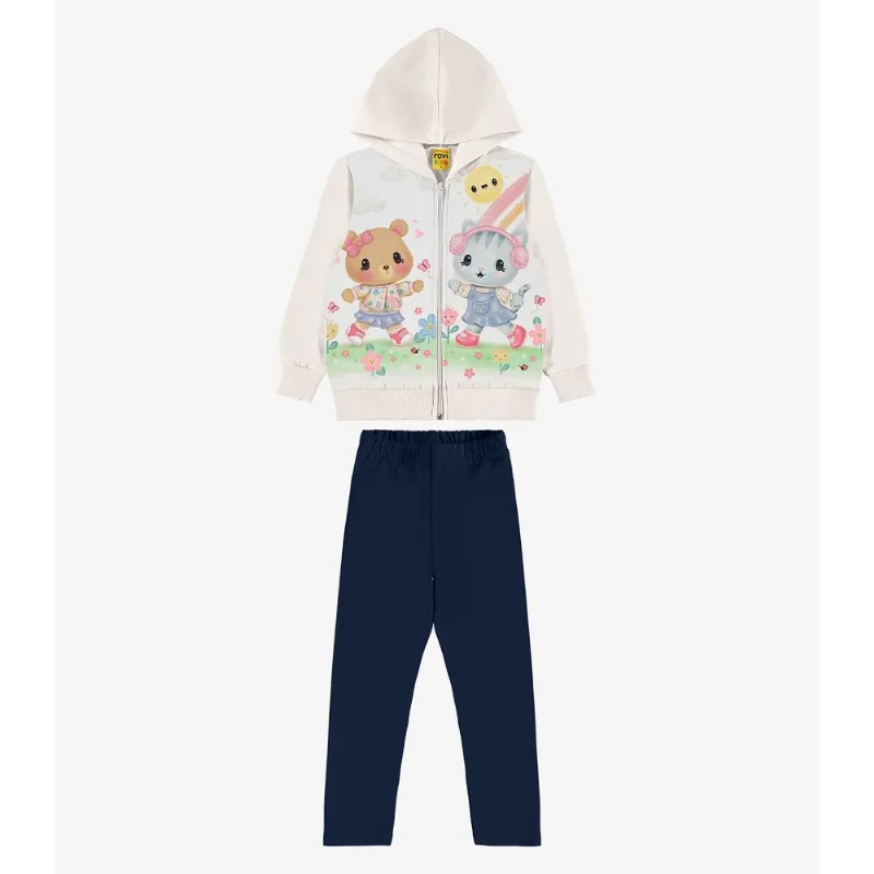 Conjunto Jaqueta com Capuz e Legging Rovi Kids Bege 2