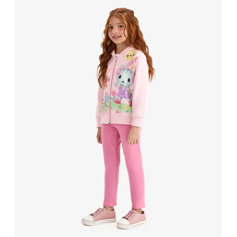 Conjunto Jaqueta com Capuz e Legging Rovi Kids Rosa 1