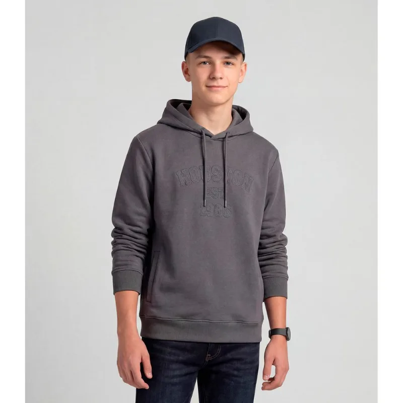 Blusão Juvenil Piquet Com Capuz E Bordado Minty Cinza 14