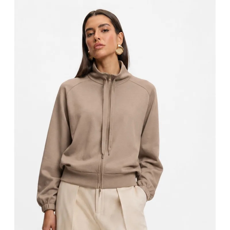 Jaqueta Feminina Gola Alta Com Cadarço Endless Marrom G