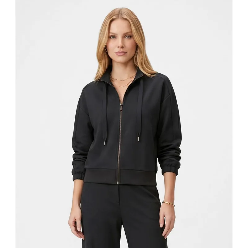 Jaqueta Feminina Gola Alta Com Cadarço Endless Preto G