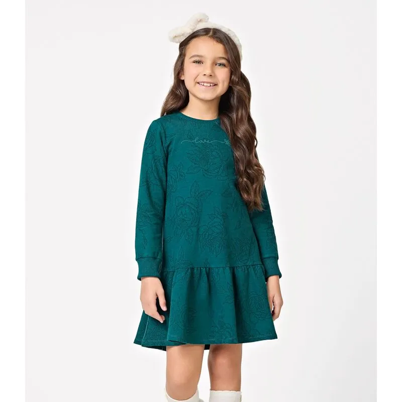 Vestido Manga Longa Menina Trick Nick Verde 8