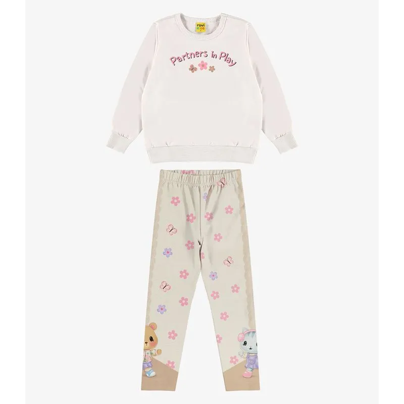Conjunto de Moletom Com Legging E Blusão Rovi Kids Bege 3