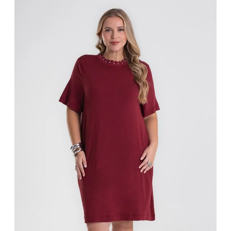 Vestido Feminino Molecotton Plus Size Secret Glam Vermelho Plus G4