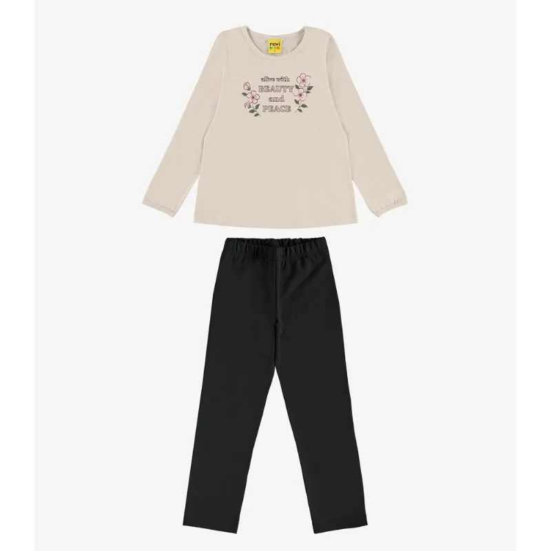 Conjunto Blusa com Legging Rovi Kids Bege 6