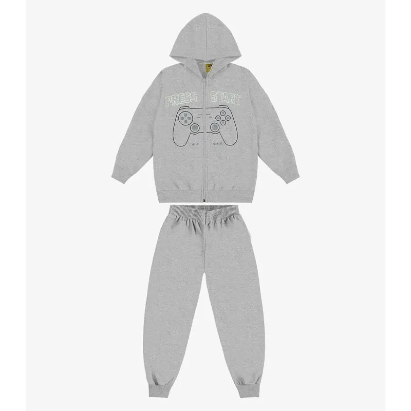 Conjunto Jaqueta Capuz e Calça Moletom Rovi Kids Cinza 4