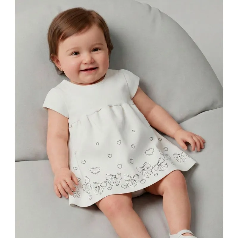 Vestido Infantil Manga Curta Em Cotton Select Bege P