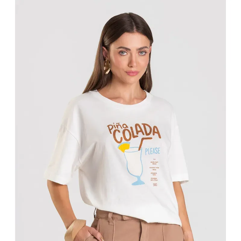 TShirt Feminina Oversized Dianna Bege PP