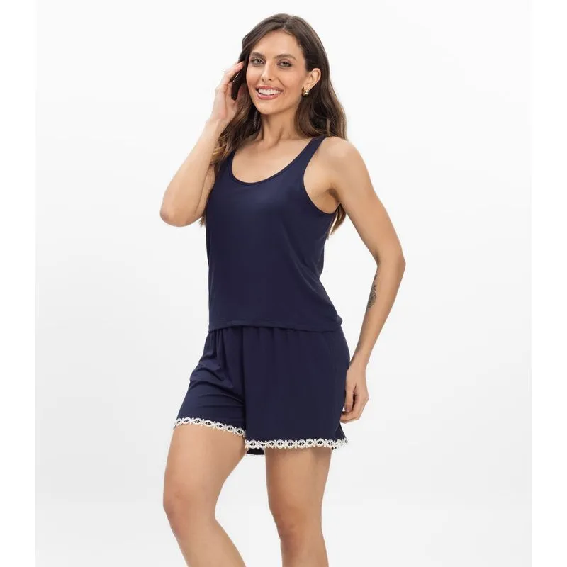 Pijama Regata Feminino Regata Infinita Cor Azul M
