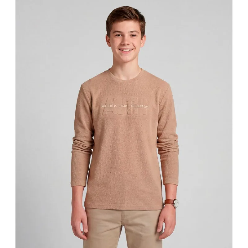 Camiseta Juvenil Manga Longa Meia Malha Minty Marrom 12
