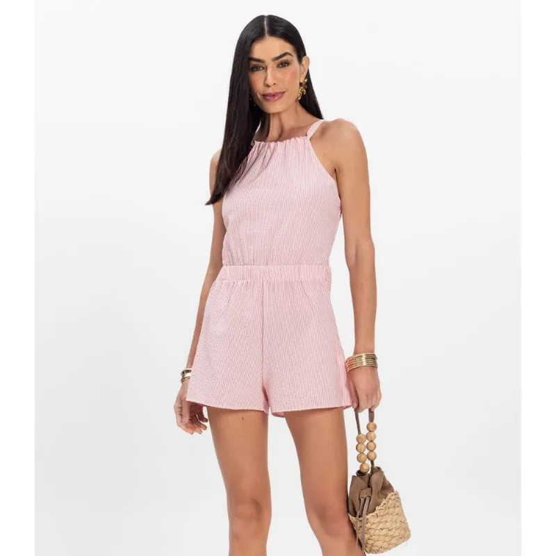 Macaquinho Curto Feminino De Alcinha Aishty Rosa PP