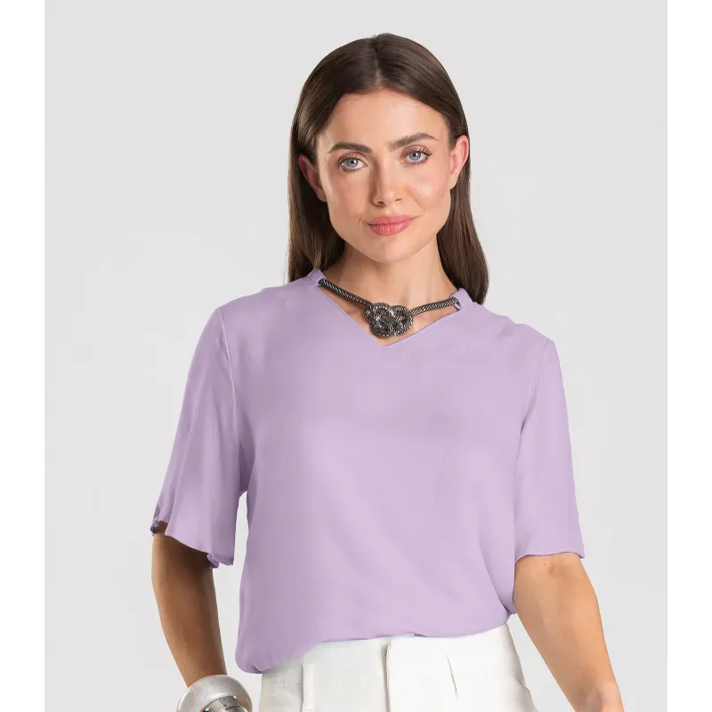 Blusa Feminina Com Colar Dianna Roxo G