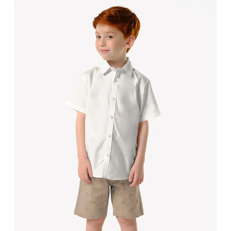Conjunto Infantil Camisa Com Bermuda Trick Nick Bege 10
