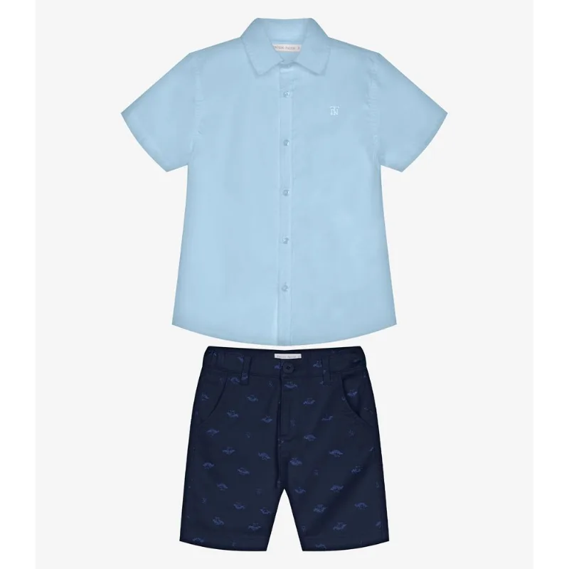 Conjunto Infantil Camisa Com Bermuda Trick Nick Azul 10