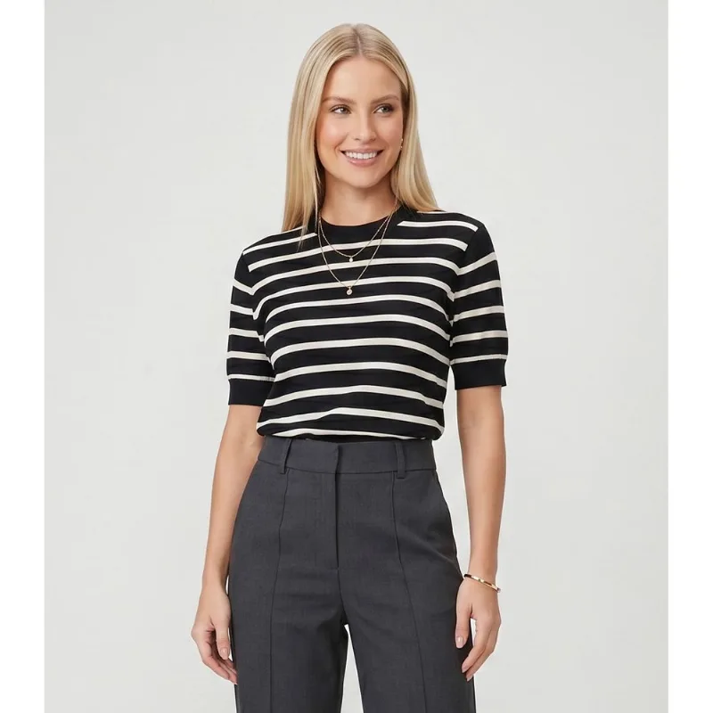 Blusa Feminina Manga Curta Tricot Endless Preto G