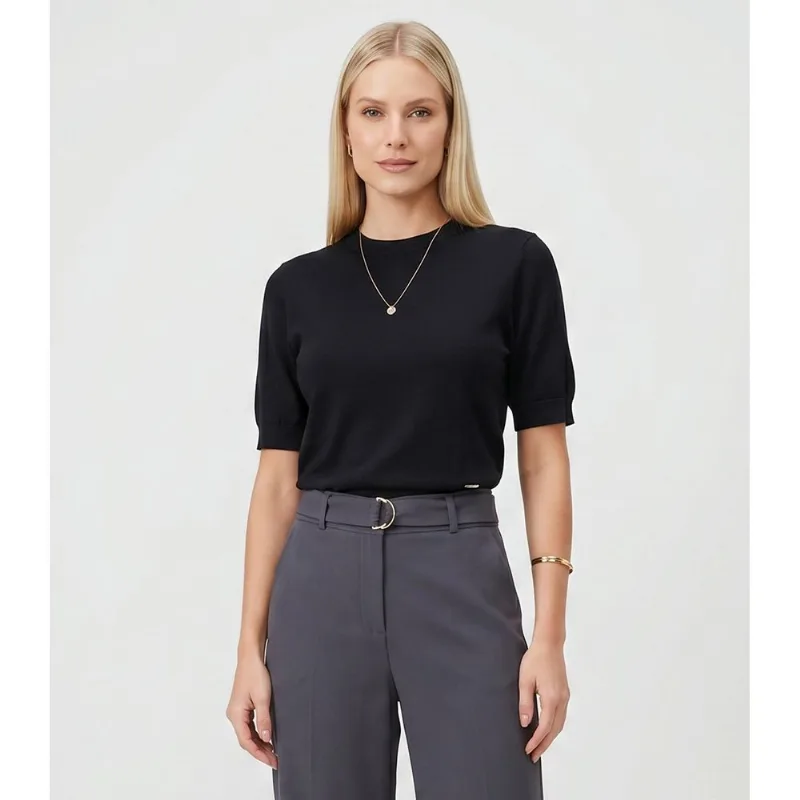 Blusa Feminina Manga Curta Tricot Endless Preto P