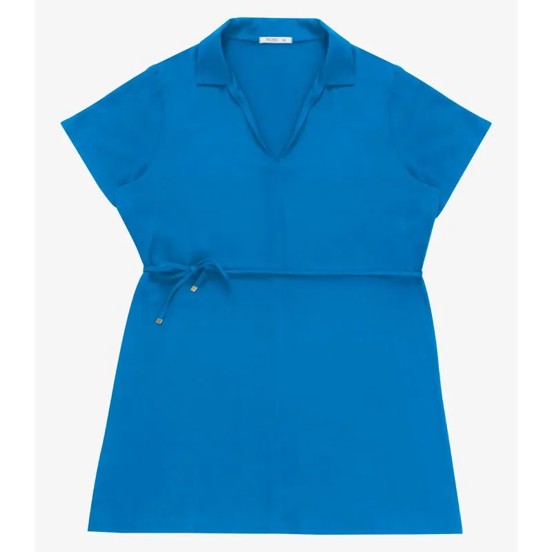 Vestido Feminino Curto Viscose Sarjada Secret Glam Azul Plus G2