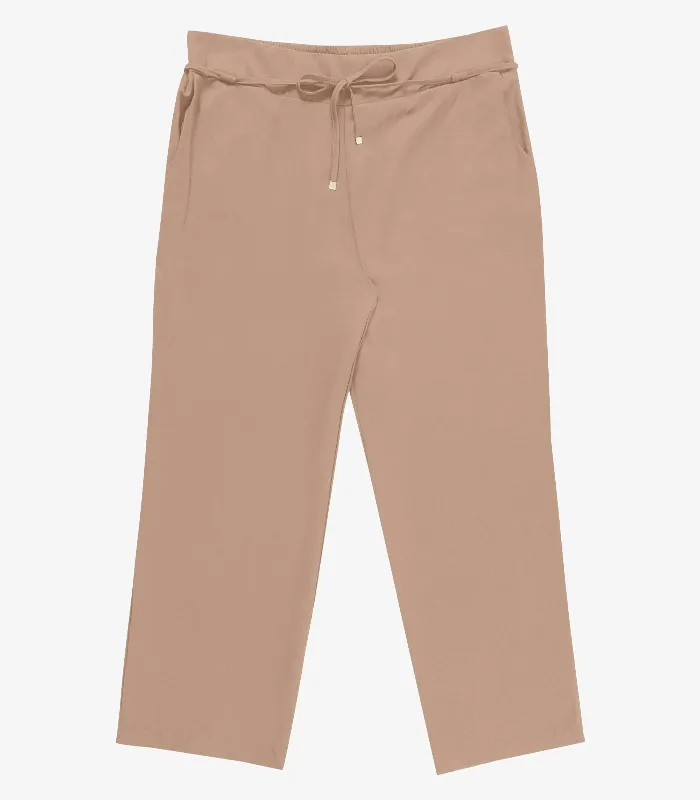 Calça Feminina Reta Com Cinto Secret Glam Marrom Plus G3