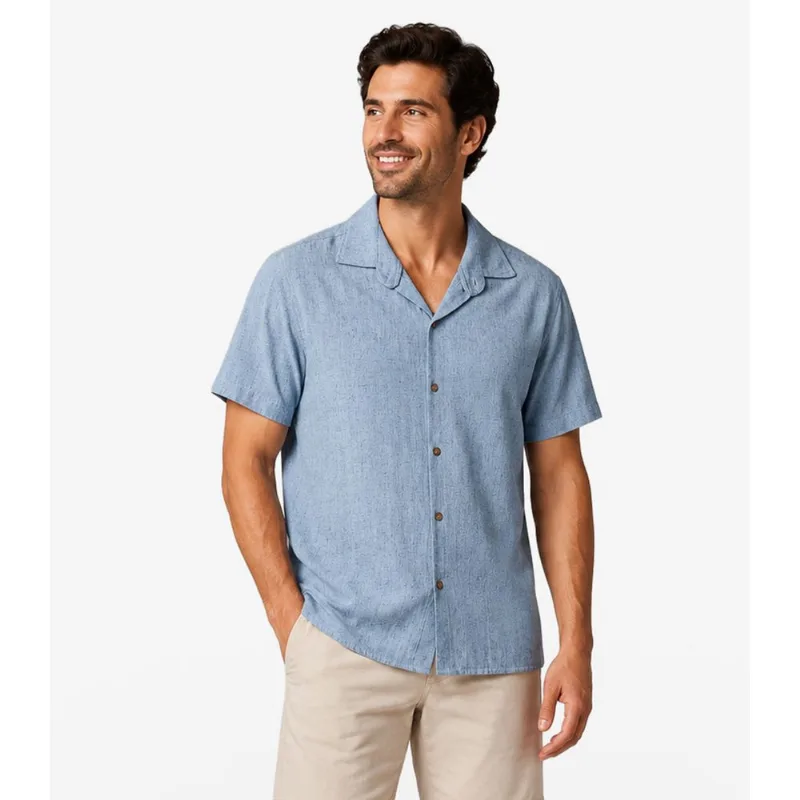 Camisa Masculina Linho Strong Diametro Azul GG