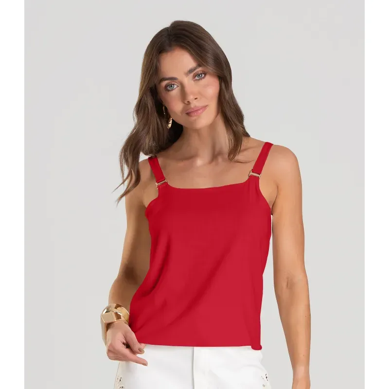 Regata Feminina em Tecido de Viscose Dianna Vermelho G