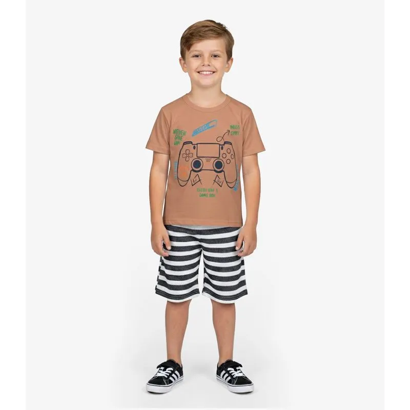 Conjunto Infantil Curto Verão Menino Select Marrom 2