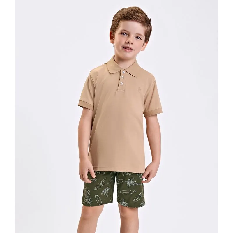 Conjunto Masculino Polo Com Bermuda Trick Nick Marrom 6