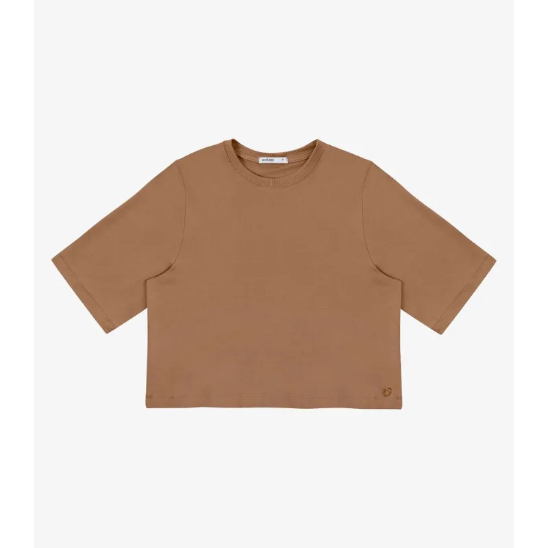 Blusa Feminina Manga Curta em Molecotton Endless Marrom G
