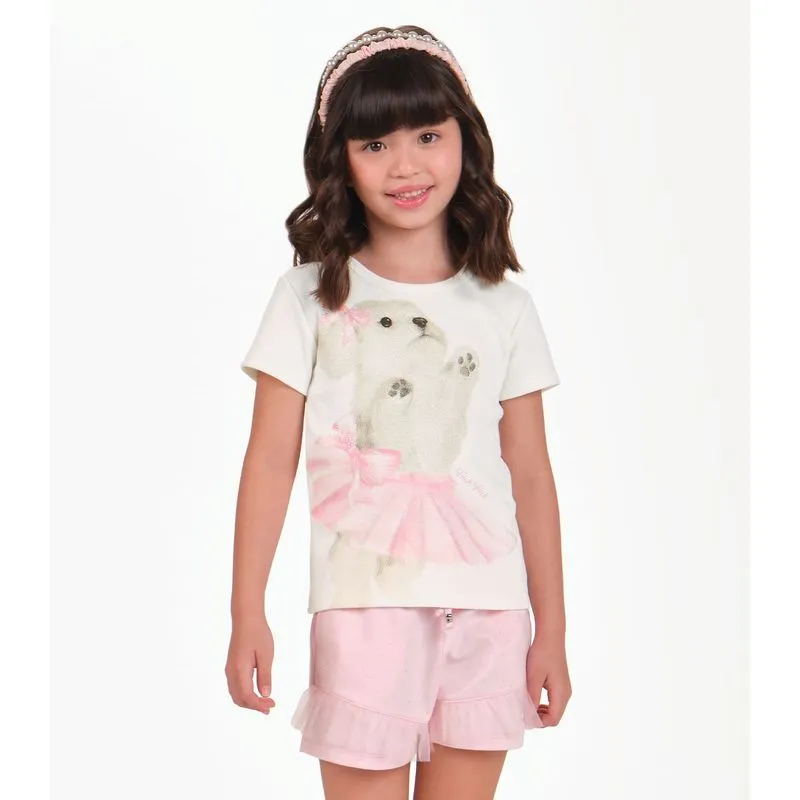 Blusa Ribana 2x1 Menina Trick Nick Bege 2