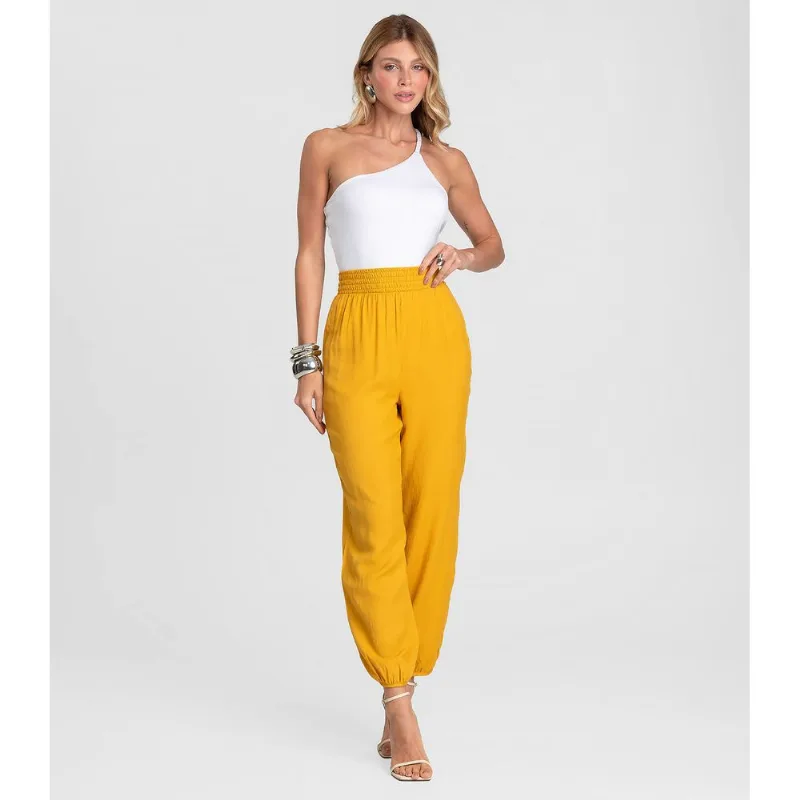 Calça Feminina Aladim em Tecido Viscose Dianna Amarelo M