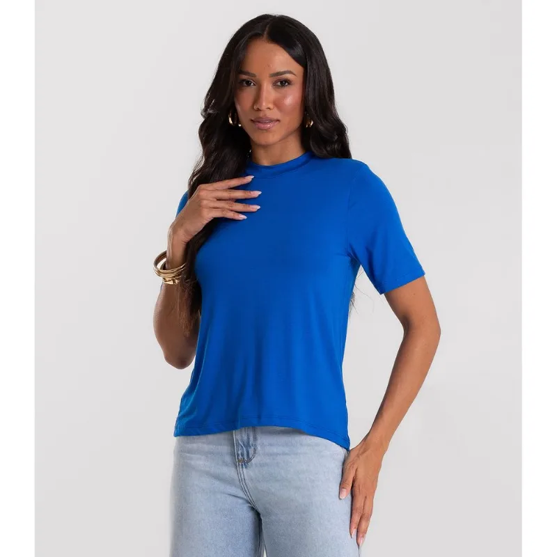 Blusa Feminina Básica em Malha Visco Rovitex Azul M