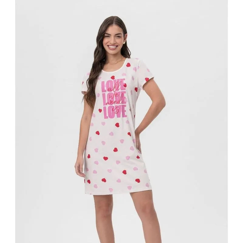 Camisola Feminina Corações Mensageira Da Paz Branco G