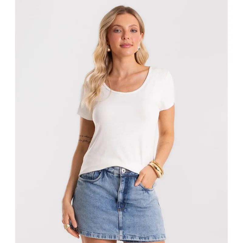 Blusa Feminina Viscotorcion Básica Rovitex Bege GG