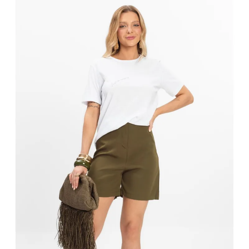 Shorts Feminino Alfaiataria Cós Reto Renaluci Verde M
