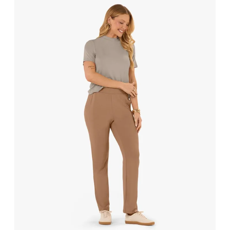 Calça Feminina em Molecotton de Viscose Rovitex Marrom G