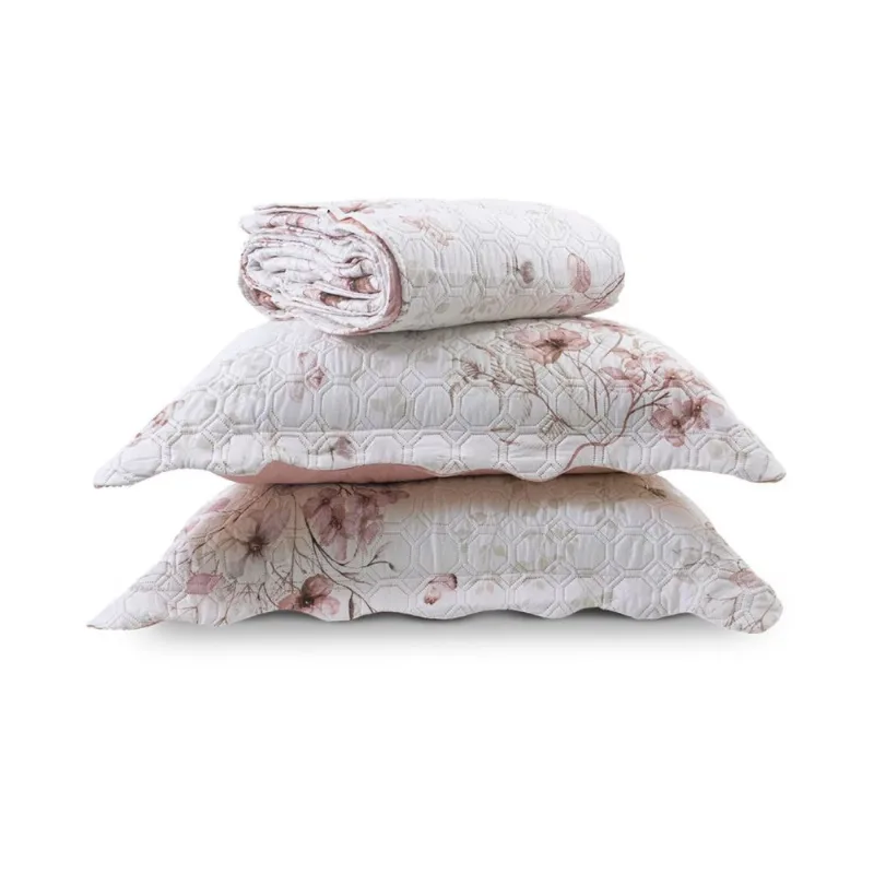 Kit Cobre Leito Matelassê Solteiro Appel Rosa UN / Rosa