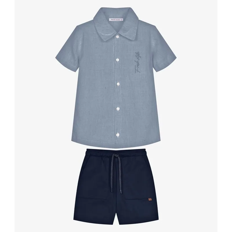 Conjunto Infantil Camisa Com Bermuda Trick Nick Azul 1