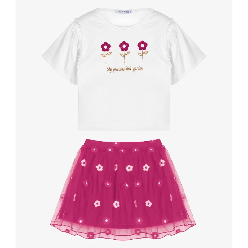 Conjunto Infantil Blusa Com Saia Trick Nick Branco 6