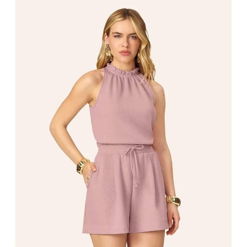 Blusa Feminina De Alça Malhão Maquinetado Endless Rosa PP