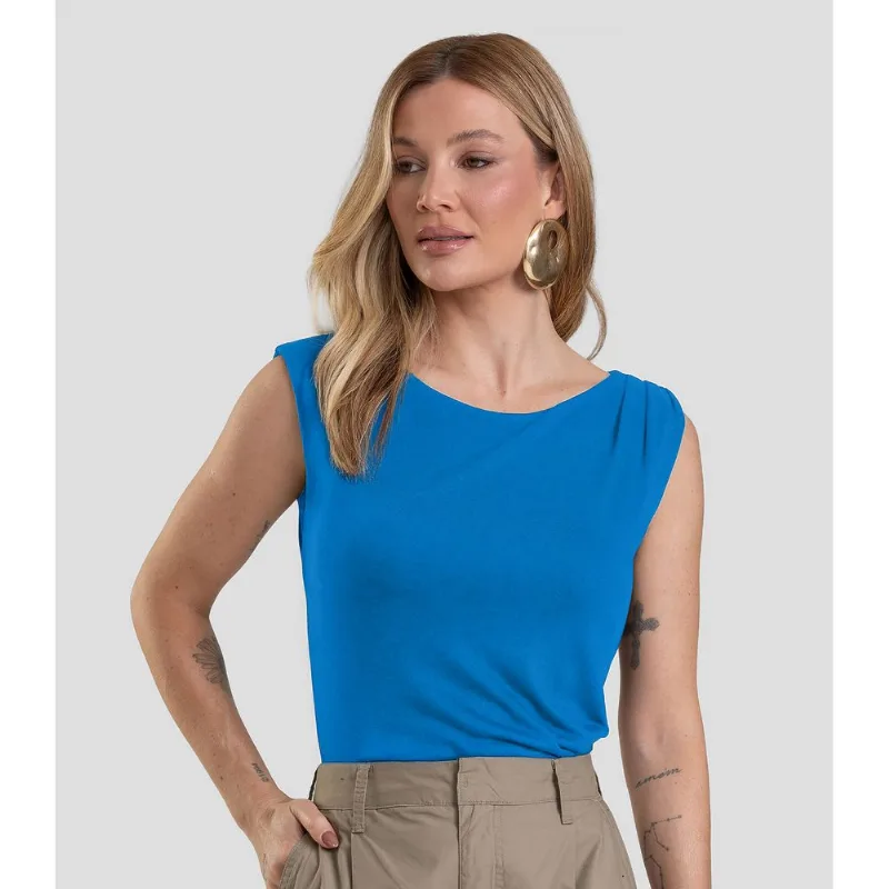 Regata Feminina em Visco Tricot Dianna Azul PP