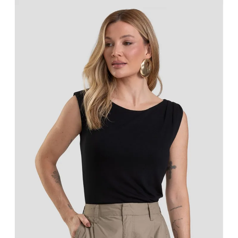 Regata Feminina em Visco Tricot Dianna Preto G