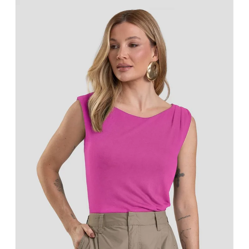Regata Feminina em Visco Tricot Dianna Rosa GG