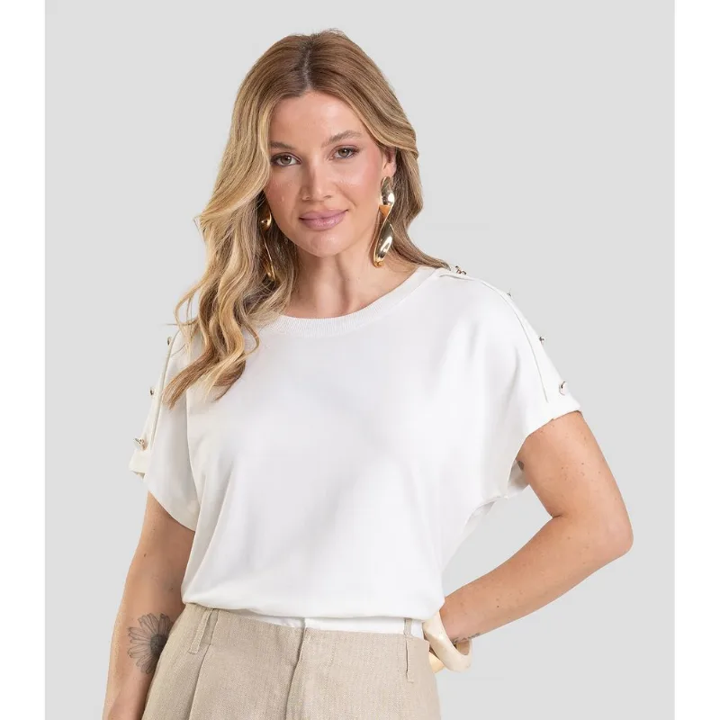 Blusa Feminina Com Botões Dianna Bege M