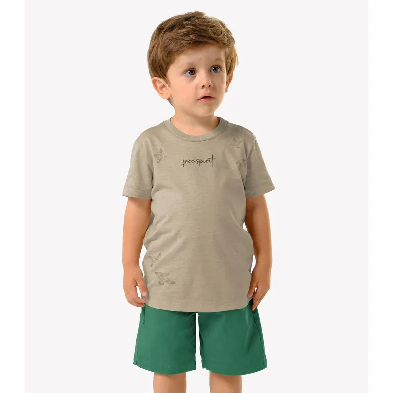 Conjunto Infantil Camiseta Com Bermuda Trick Nick Bege 1
