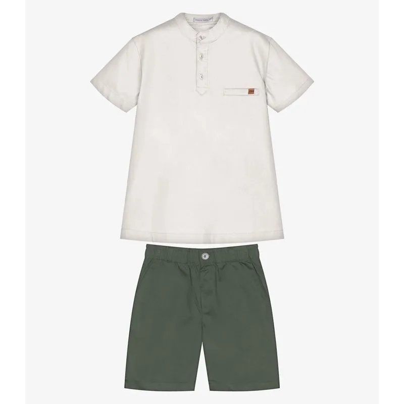 Conjunto Infantil Camisa Com Bermuda Trick Nick Bege 6