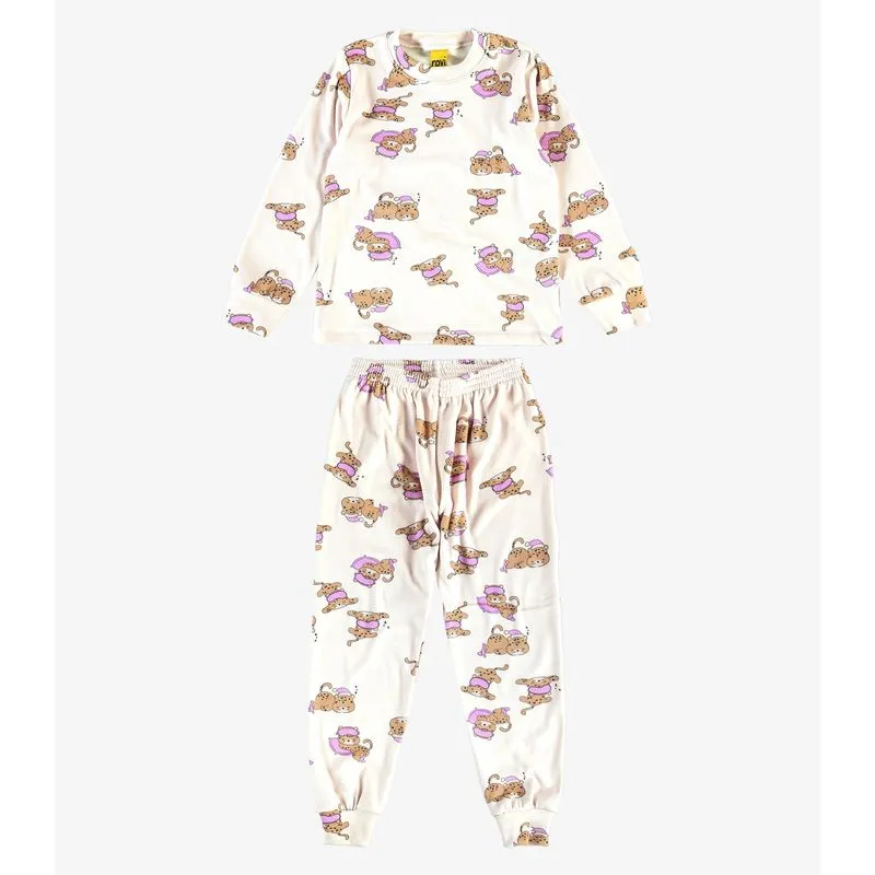 Pijama em Pelo Fleece Rovi Kids Bege 14